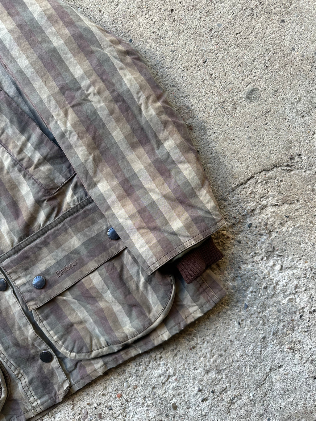Barbour Plaid Waxed Jacket (S)
