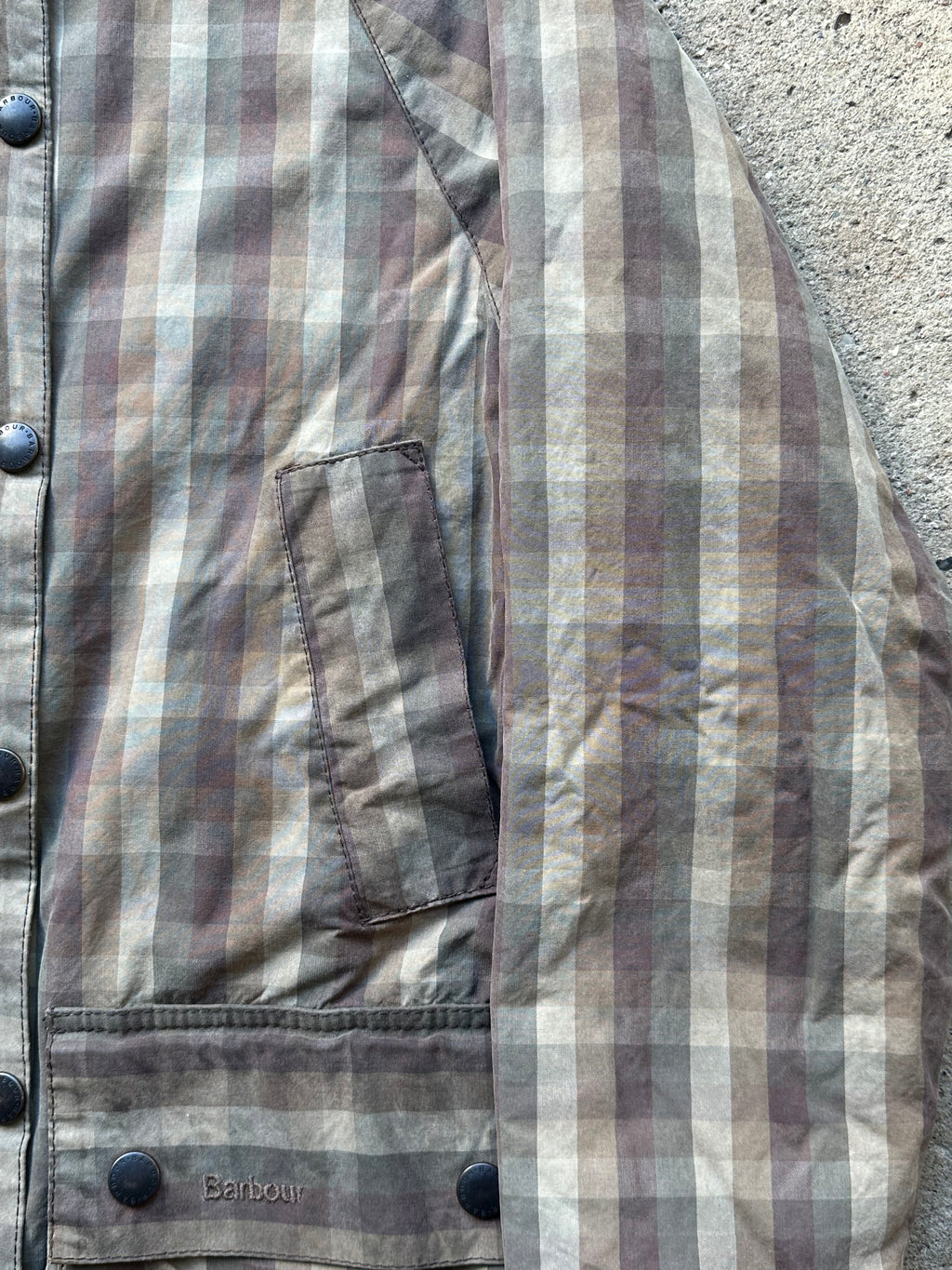 Barbour Plaid Waxed Jacket (S)
