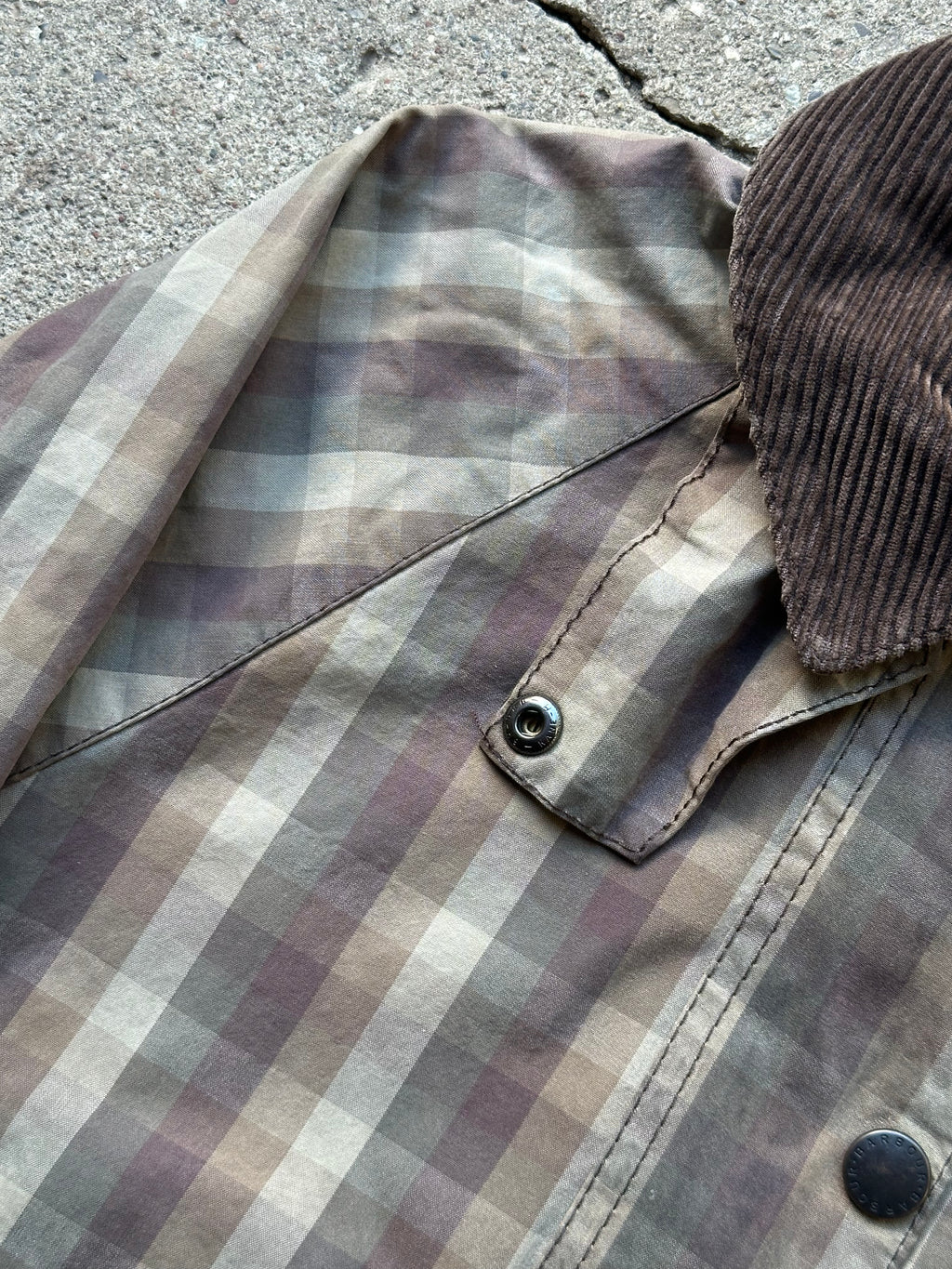 Barbour Plaid Waxed Jacket (S)