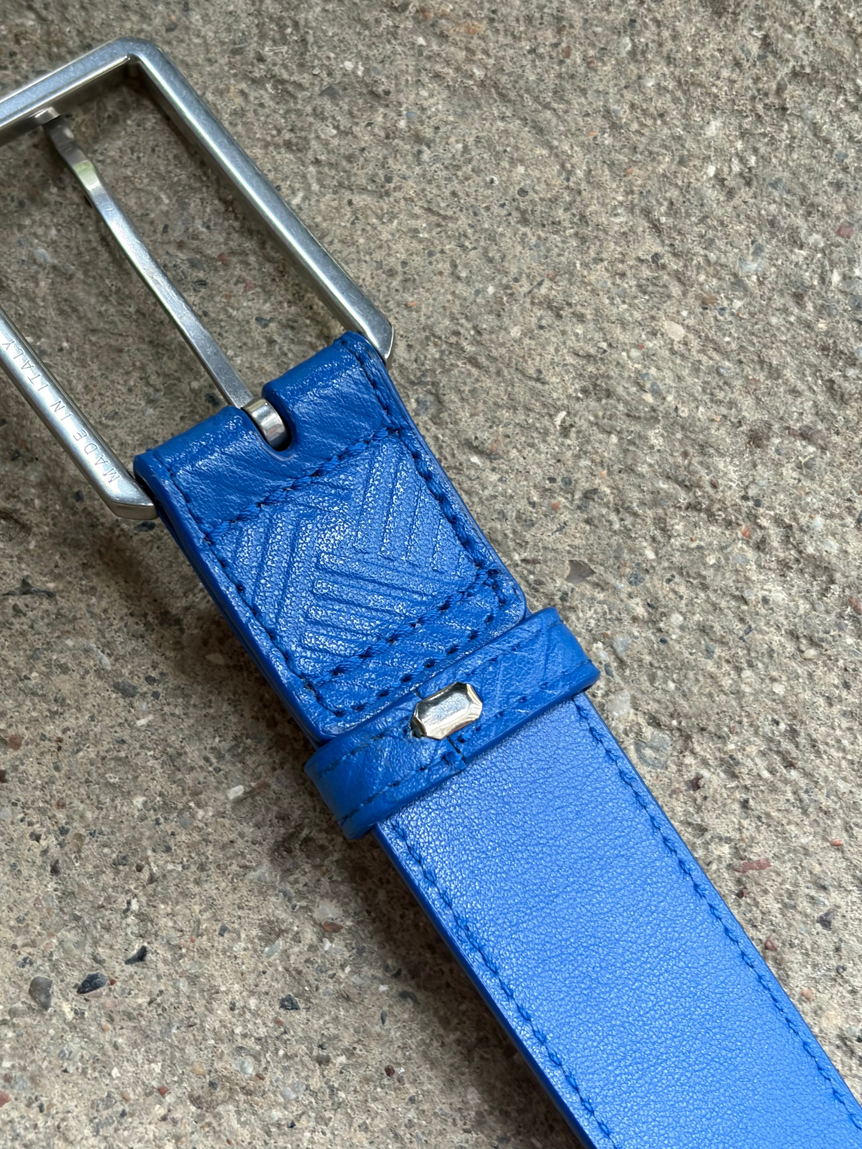 Bottega Veneta Blue Textured Belt (90cm)