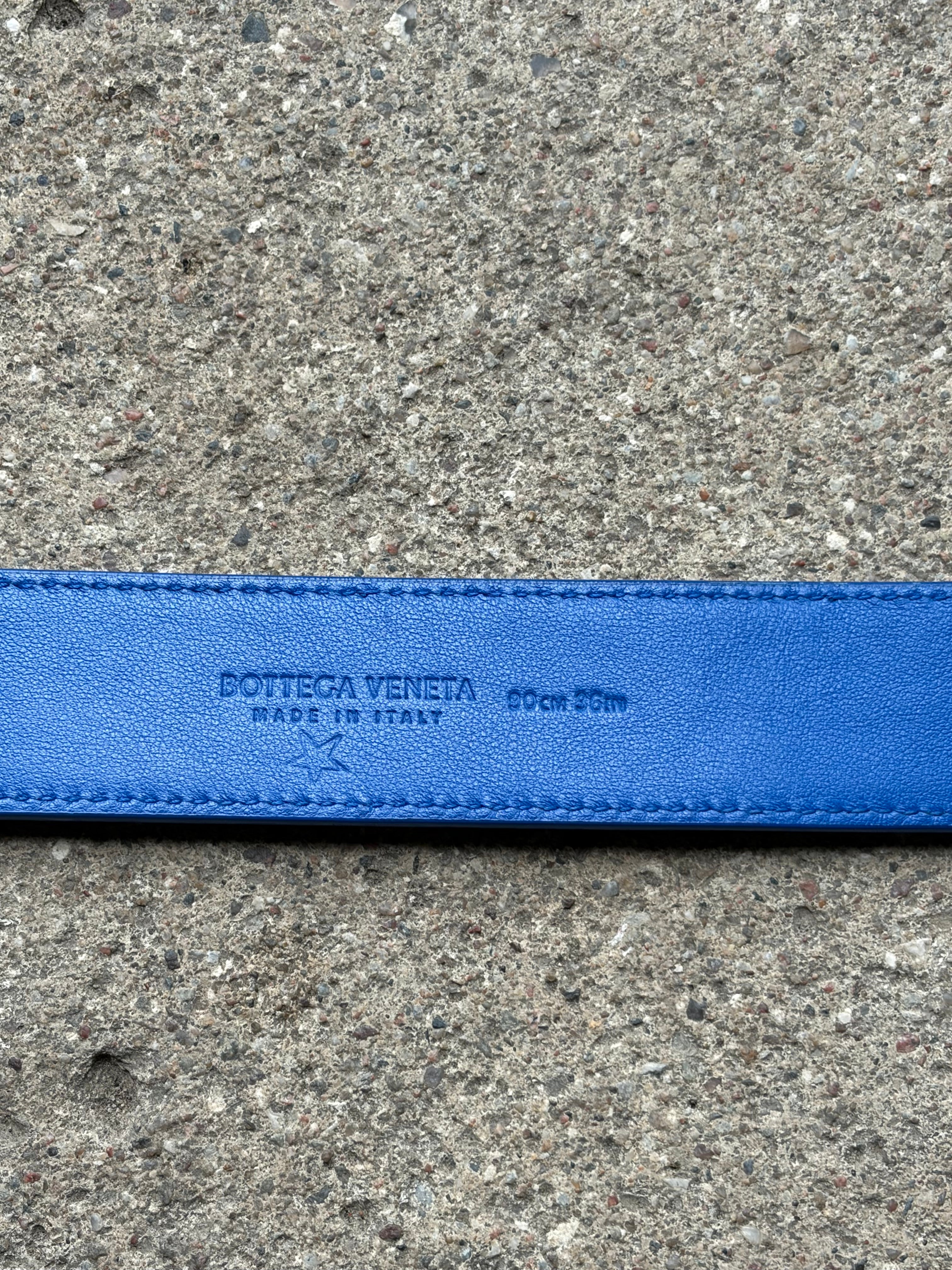 Bottega Veneta Blue Textured Belt (90cm)