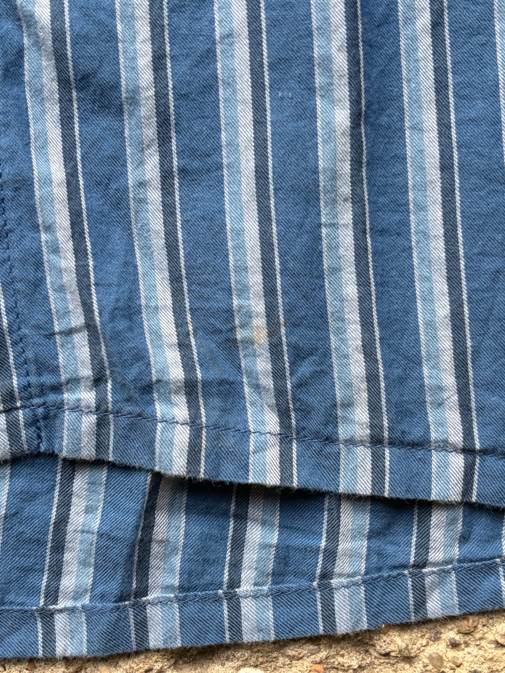 A.P.C Mandarin Collar Blue Stripe Shirt (M)