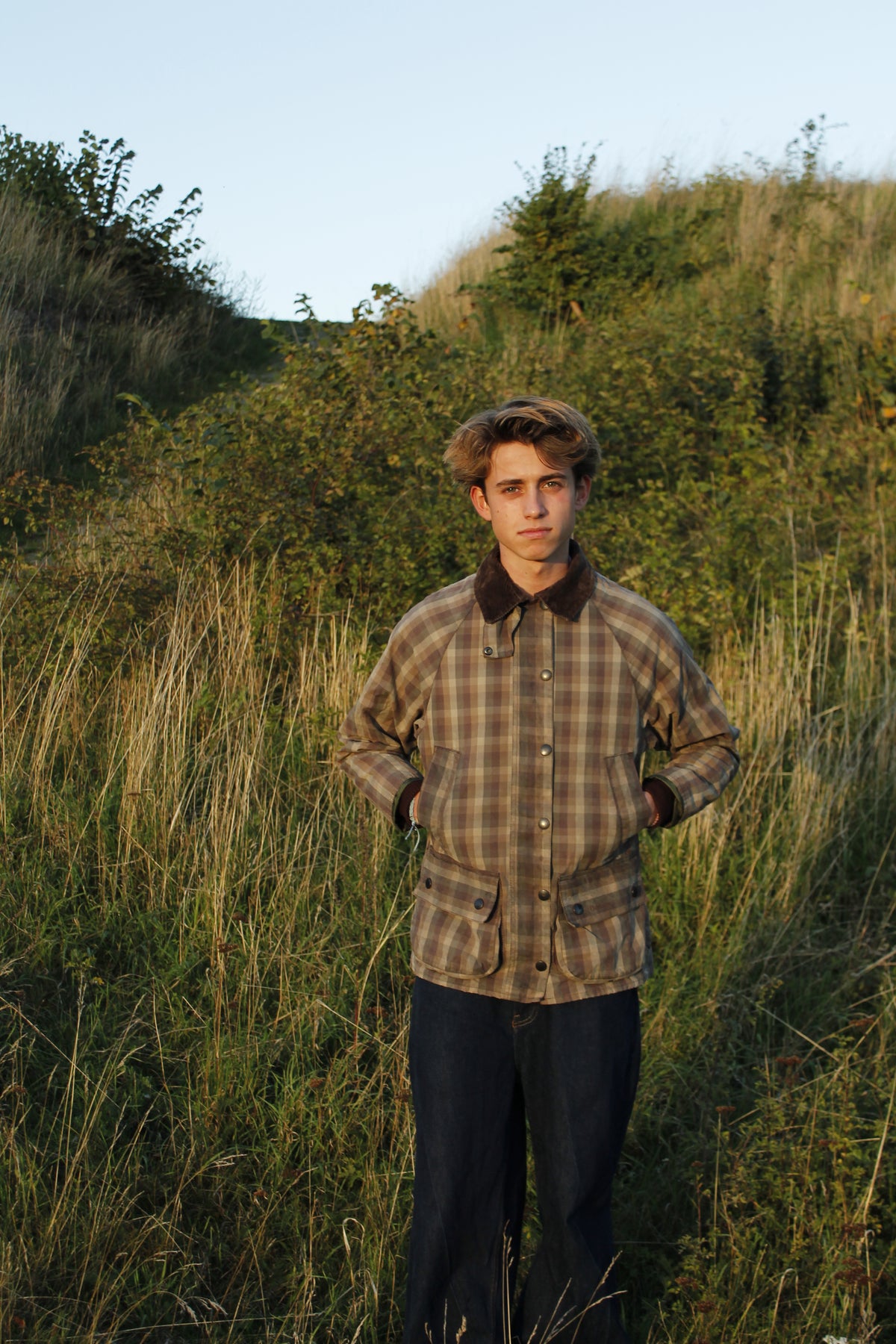 Barbour Plaid Waxed Jacket (S)